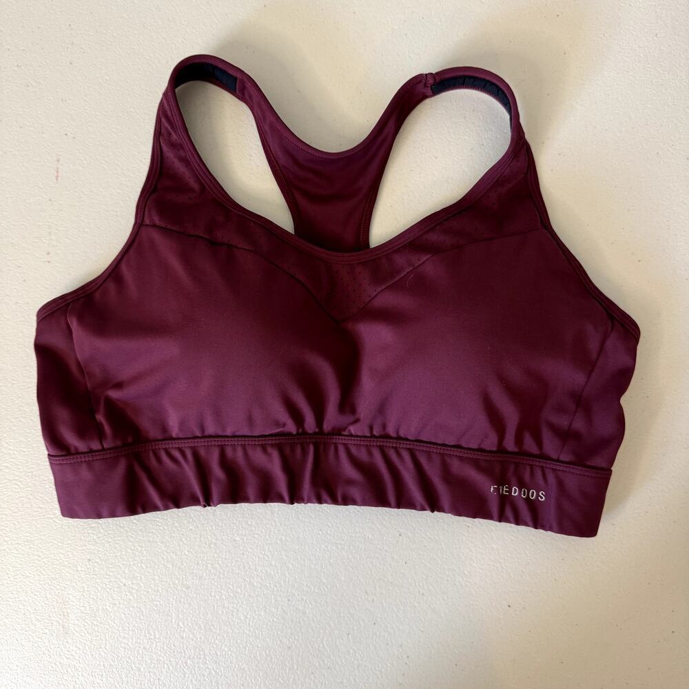 High Impact Maroon Sports Bra Large Bust Push Up Racerback Women's Size XL